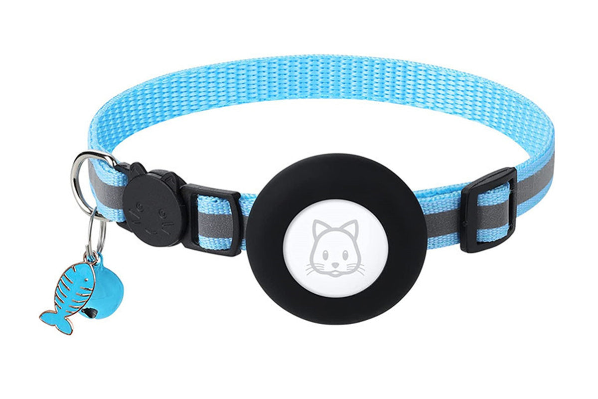 Adjustable Cat Collar Compatible with Apple Airtag - Sky Blue