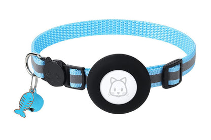 Adjustable Cat Collar Compatible with Apple Airtag - Sky Blue