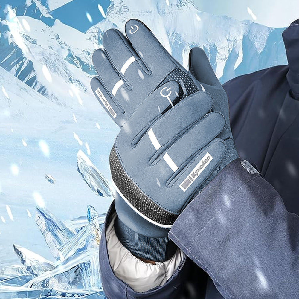 Unisex Touch Screen Gloves Winter Warm Riding Gloves Running Mittens Grey