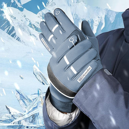 Unisex Touch Screen Gloves Winter Warm Riding Gloves Running Mittens Grey