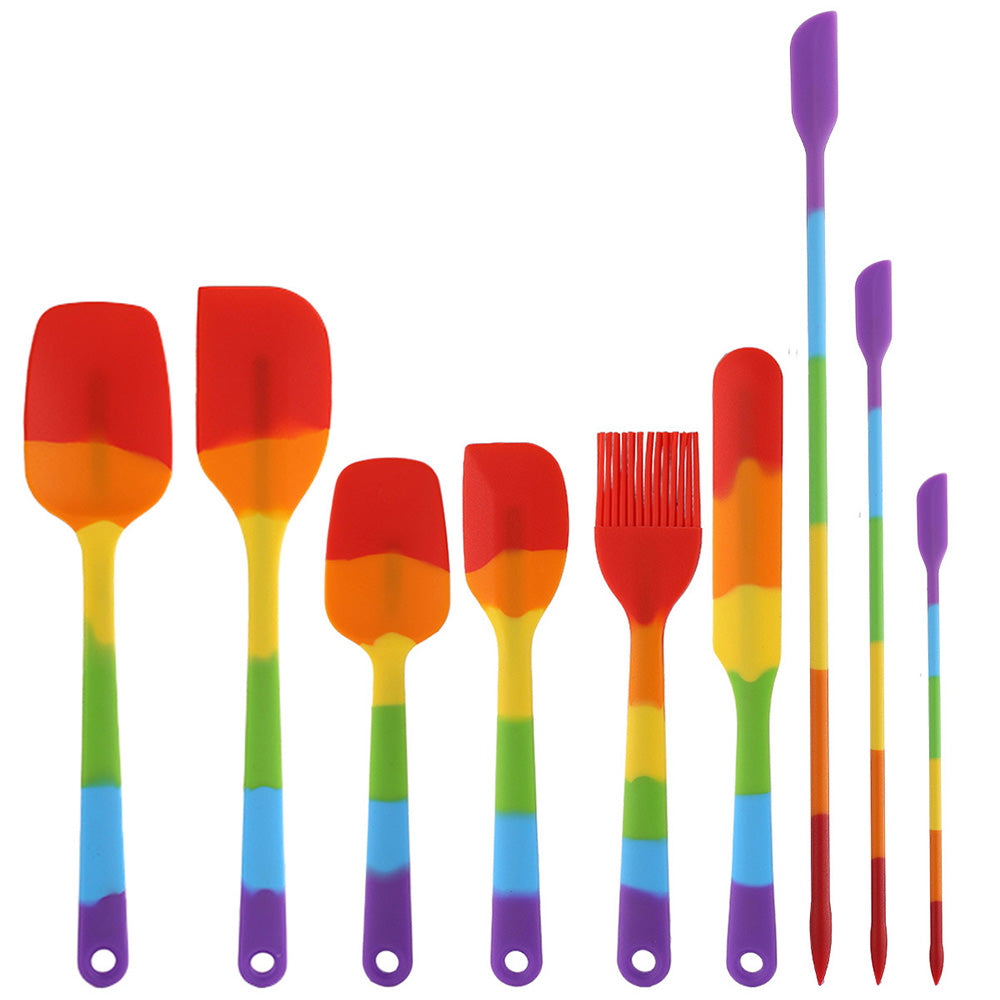 9PCS Silicone Spatula Set Non stick Spoon Utensil Baking Tools With Ergonomic Grip-Mixed Color