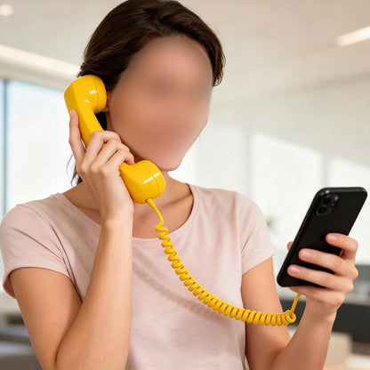 Retro Type C Wired Phone Handset with Microphone for Phones Computers - Yellow