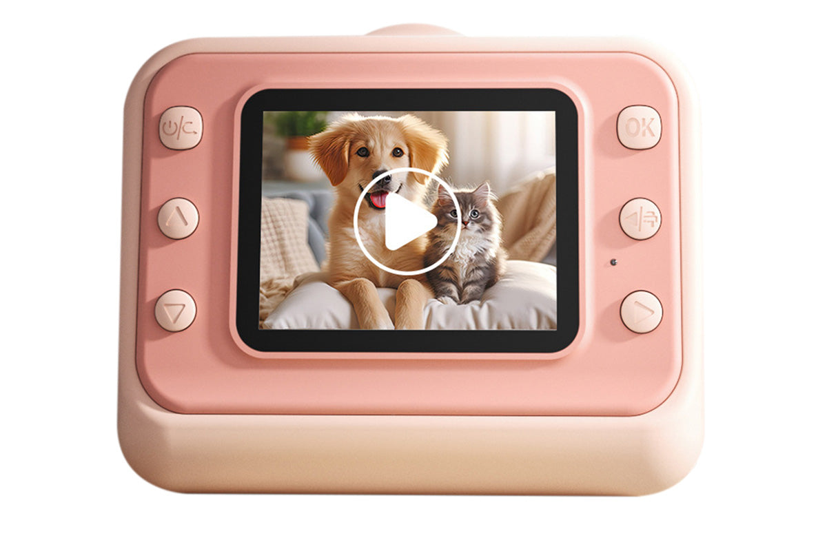 boy and girls Camera Instant Print 1080P Selfie Digital Camera with 64GB Card-Pink