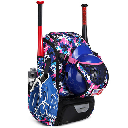 Large Capacity Baseball Bag Softball Bat Bag with Shoe Compartment Multi-Color