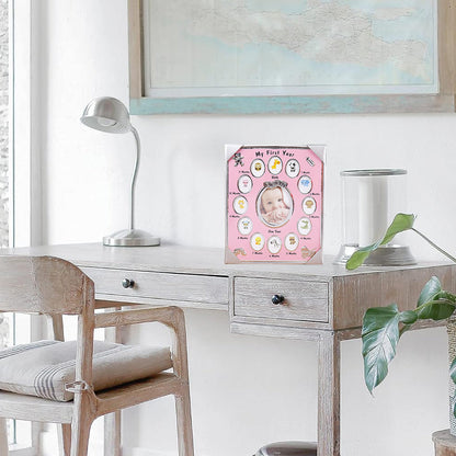 Baby's First Year Picture Photo Frame Newborn Baby Shower Gift Pink