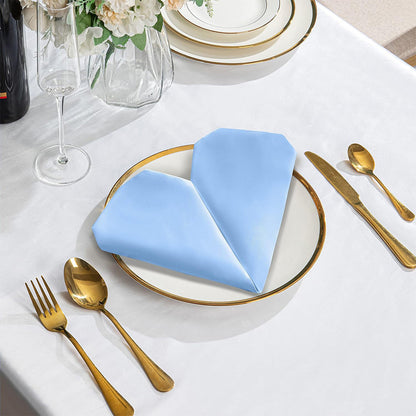 10 Pack Polyester Satin Dinner Napkins for Weddings Hotels Dining - Blue