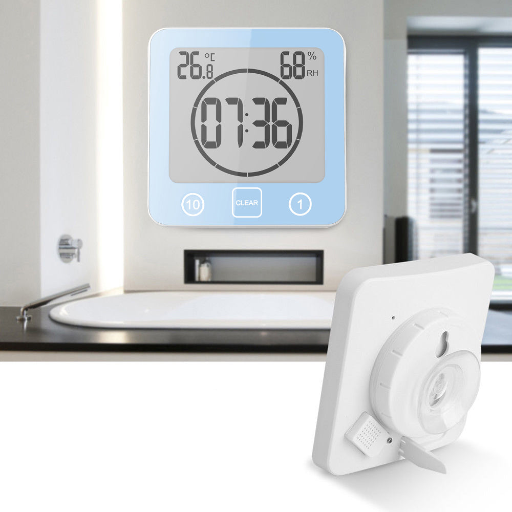 Digital Shower Clock with Timer Water-Resistant Touch Screen Clock Blue