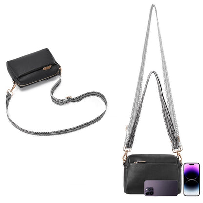Crossbody Purse for Women Zipper Cell Phone Handbag with Adjustable Guitar Strap Black