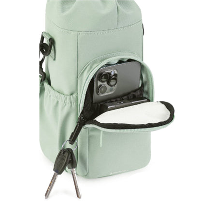 Multi-pocket Water Bottle Sleeve with Adjustable Strap Insulated Bottle Carrier Sling Bag for Walking Hiking Green