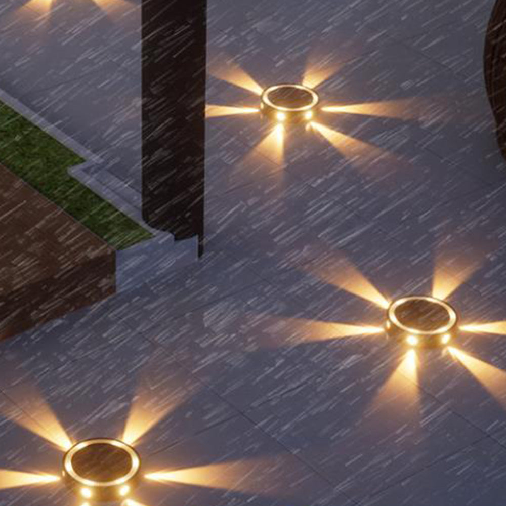 4Pcs Solar Ground Lights Outdoor Bright In-Ground Landscape Lighting Pathway Lawn Patio Yard Deck Decor Warm Light