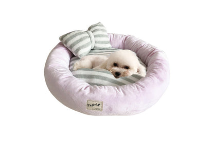 Small Calming Dog Bed for Dogs Puppy Round Washable Pet Donut Bed For Cat-Pink