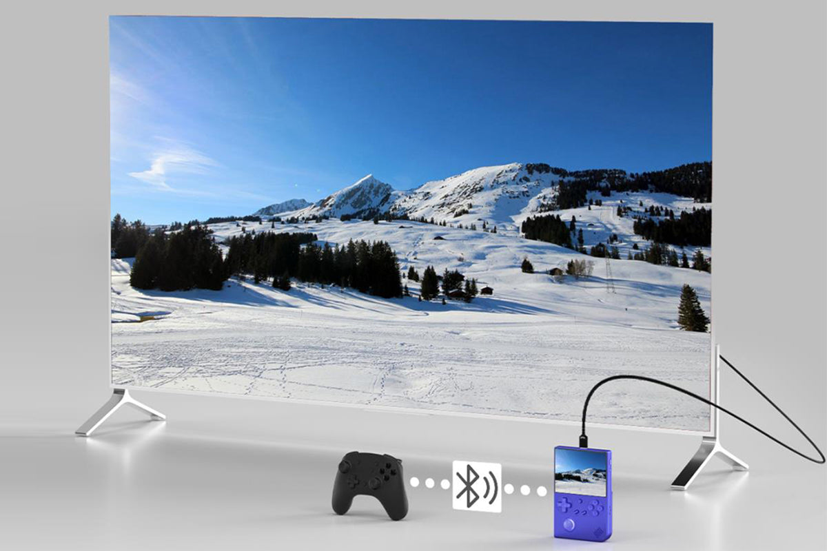 Handheld Retro Game Console 4 Inch Screen Built-in 64G TF Card Supports WiFi Bluetooth -Blue