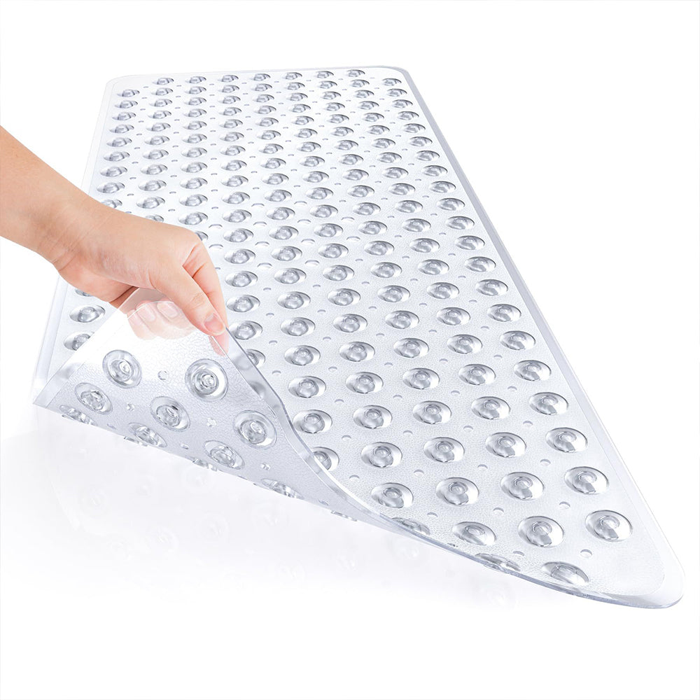 Bathtub Bubble Mat 100x40cm Non Slip Bath Mat with Drain Holes for Shower-White