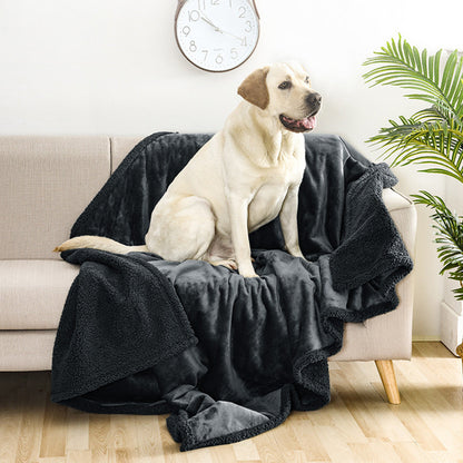 Reversible Pet Blanket Liquid Pee Proof Dog Blanket for Sofa Bed Couch Furniture Protector Cover Black