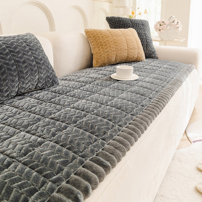 Pet Sofa Cover Non Slip Couch Protector Corduroy Thick Mat-Dark Grey