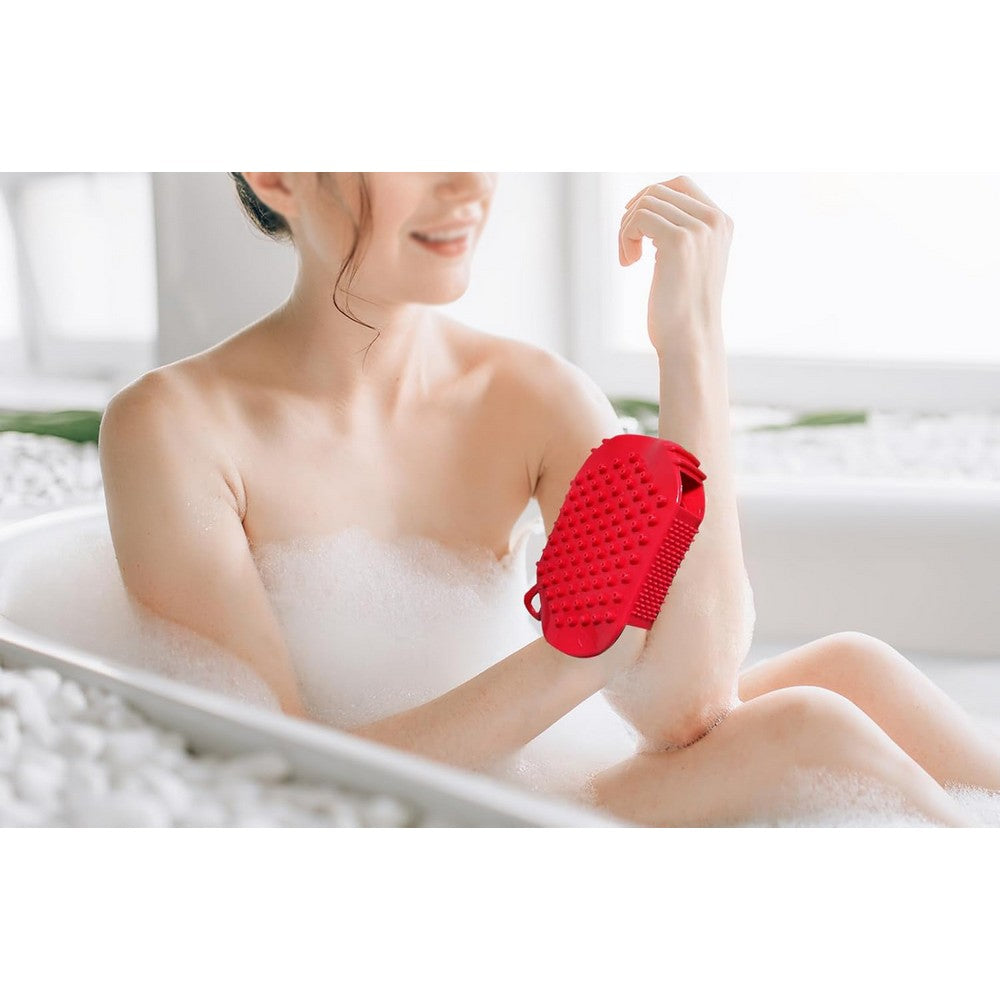 2Pcs Roller Ball Massager Glove Lymphatic Massage Fascia Muscle Release for Back-Red