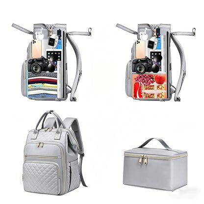2-in-1 Lunch Backpack For Women Laptop Backpacks Travel Backpacks-Grey