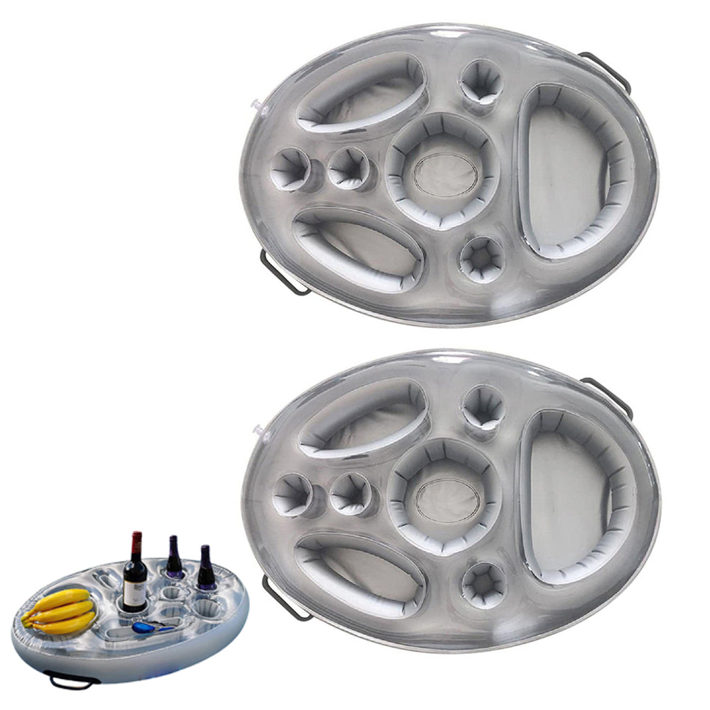 2pcs Inflatable Drink Holder Floating Holder with 8 Holes for Pool Drink-Grey
