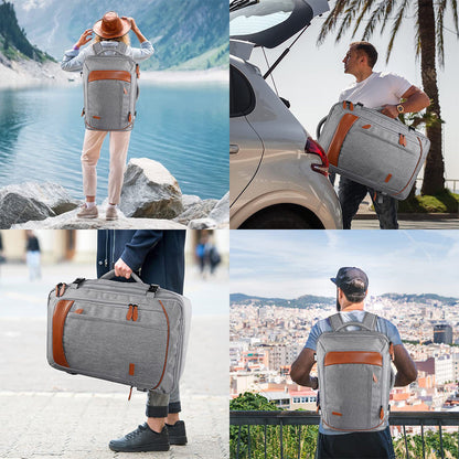 Travel Laptop Backpack Carry on Luggage Bag with 3 Packing Cubes and Shoe Bag Grey