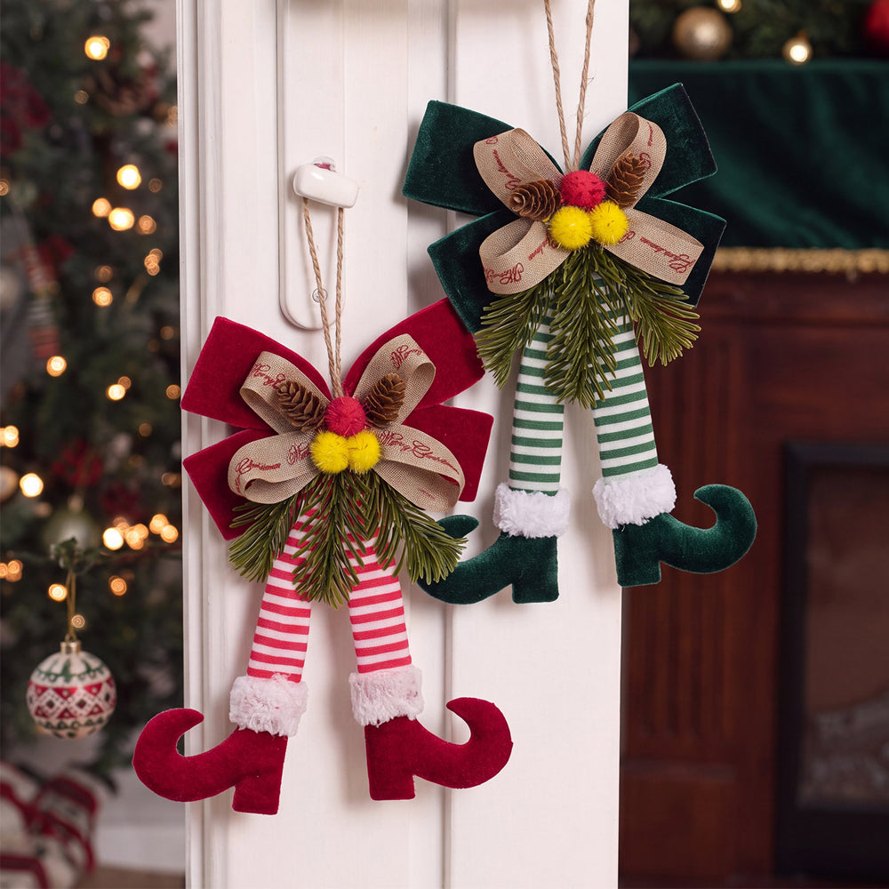Christmas Bow Elf Leg Hanging Ornaments Christmas Tree Decor