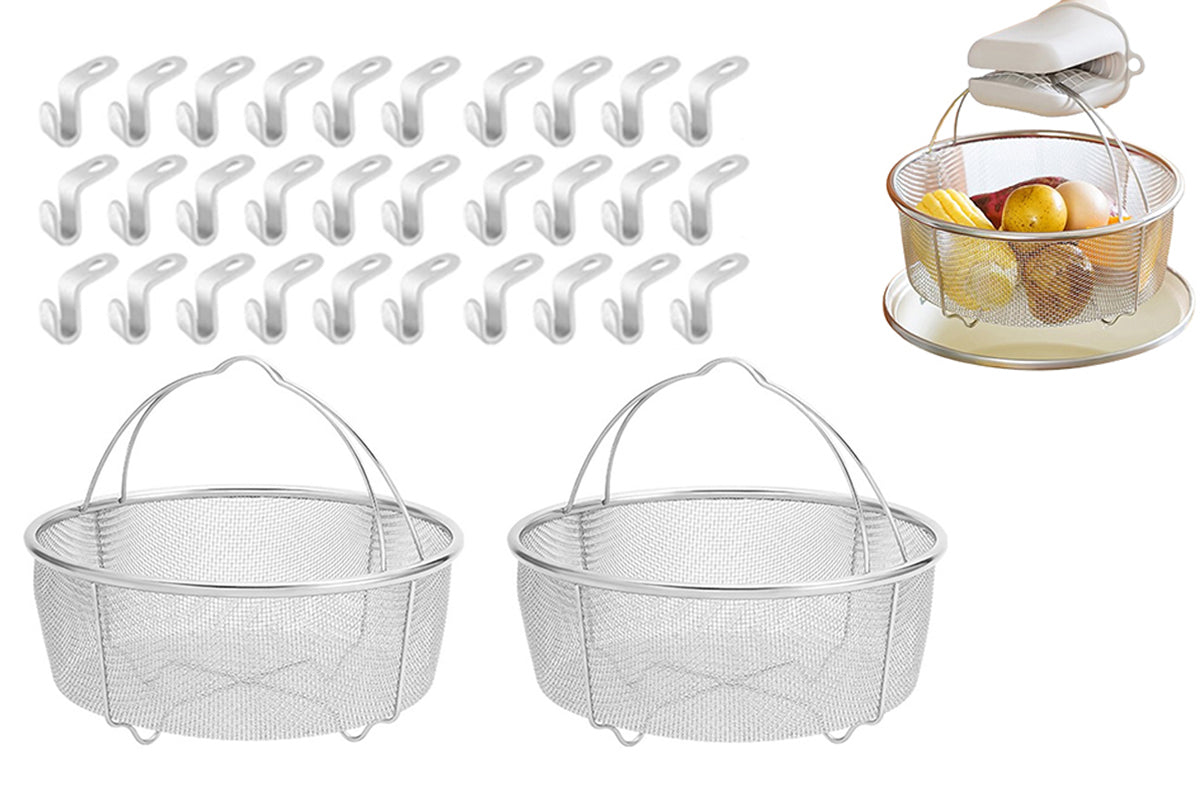 2 Pack 304 Stainless Steel Mesh Steamer Basket Rinse Drain For Pressure Cookers Strainer Basket For Pots