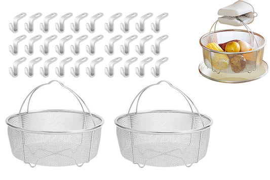 2 Pack 304 Stainless Steel Mesh Steamer Basket Rinse Drain For Pressure Cookers Strainer Basket For Pots