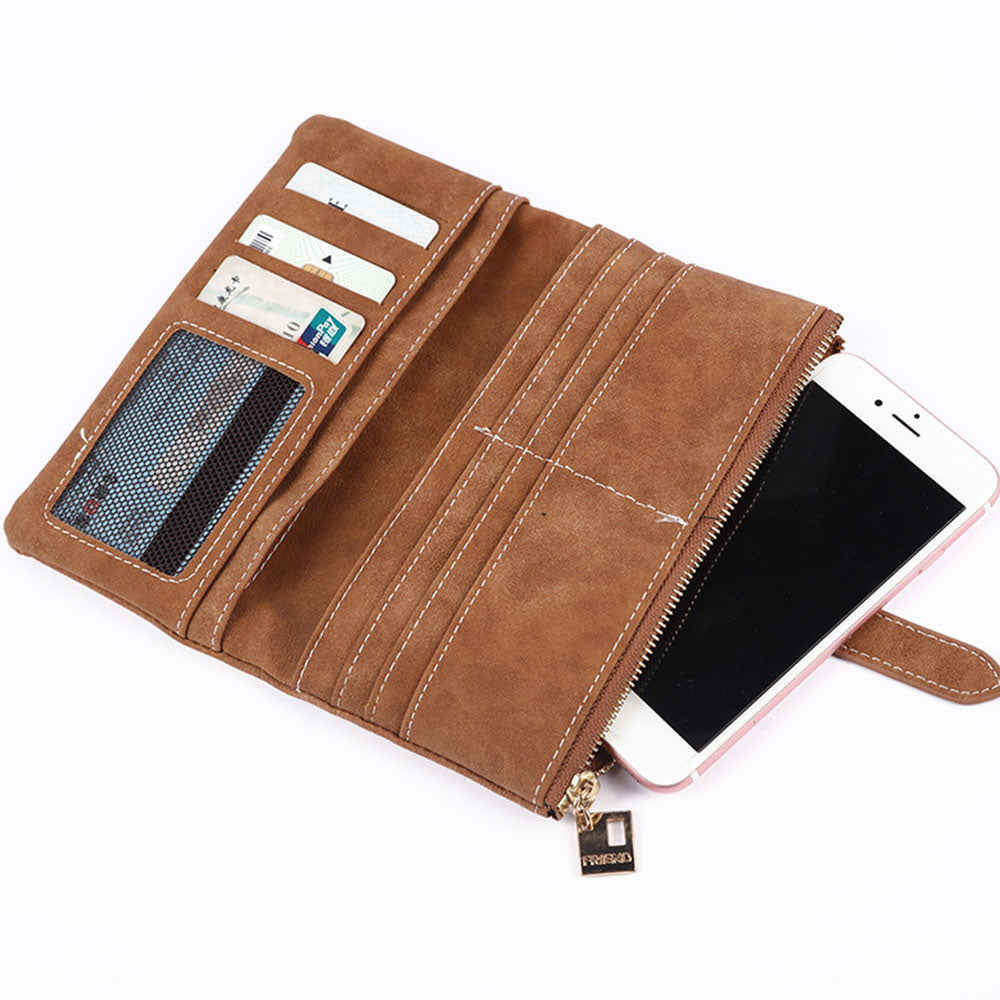 Women Wallet Multi Card Position Clutch Female Multi-Function Coin Purse-Brown