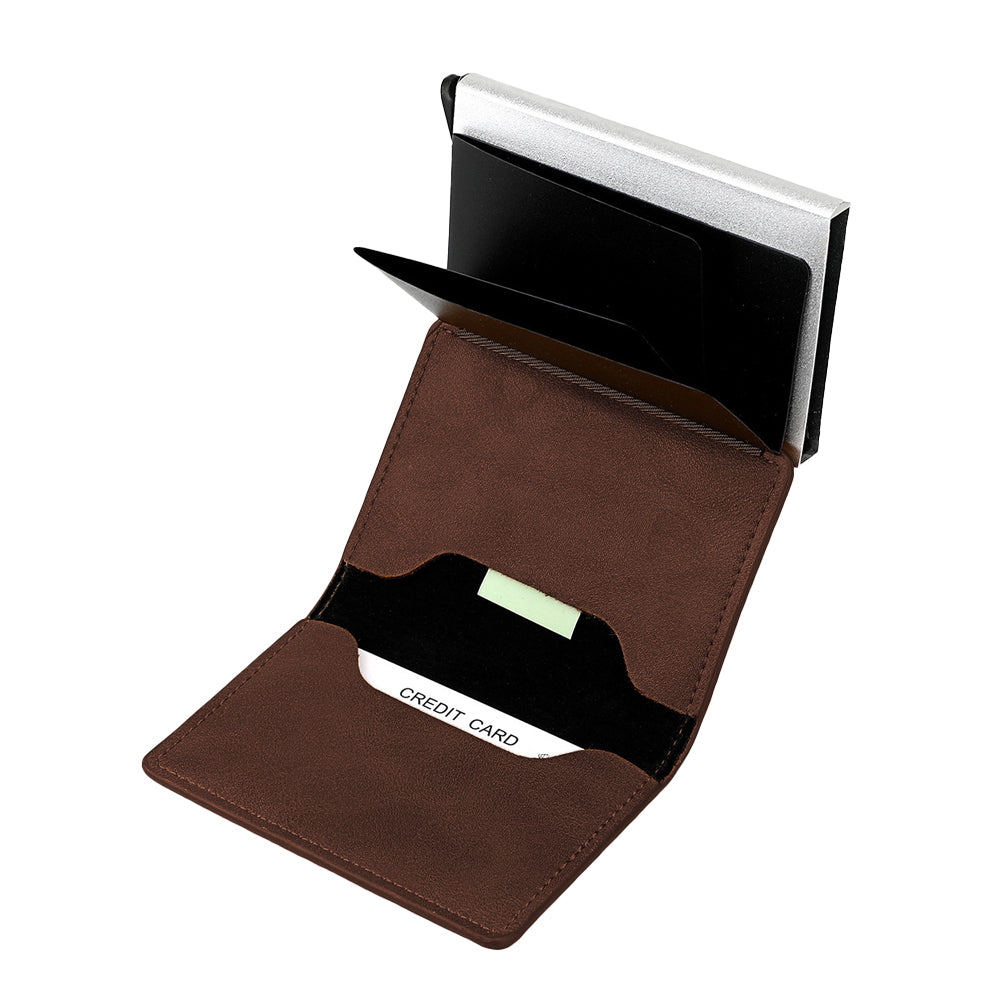 RFID Blocking Wallet PU Leather Credit Card Holder Money Cash Purse Dark Brown