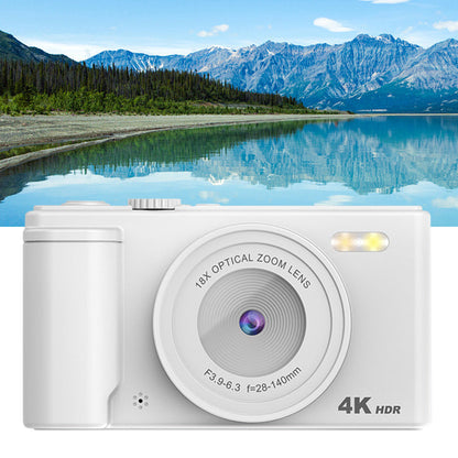 4K Digital Camera with Flip Screen and Autofocus for Vlogging and Photography Beginners White