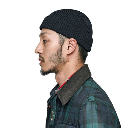 Unisex Mini Fisherman Beanie Winter Spring Hat Knitted Cap Black