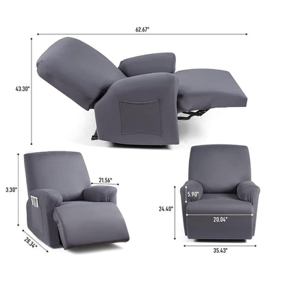 Full Wrapped Stretch Recliner Chair Cover Elastic Recliner Sofa Slipcover Black