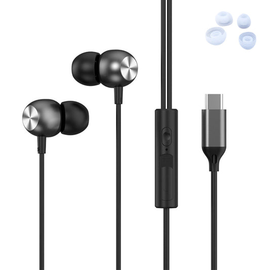 USB-C 3.5MM Wired Headphones In-Ear Earbuds with Microphone Black