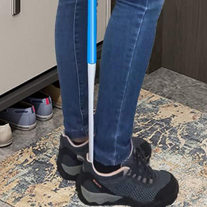 2-in-1 Shoe Horn & Dressing Aid Adjustable Shoe Horn for Easy Shoe Clothing Wear Blue and White