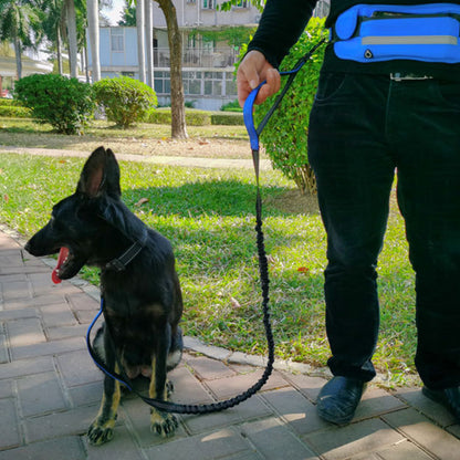 Hands Free Dog Walking Waist Bag with Adjustable Dog Leash Waist Belt Pouch Dog Running Rope Blue