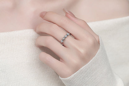 Anxiety Ring for Women Adjustable Fidget Spinner Ring with Beads for Stress Relief -Silver