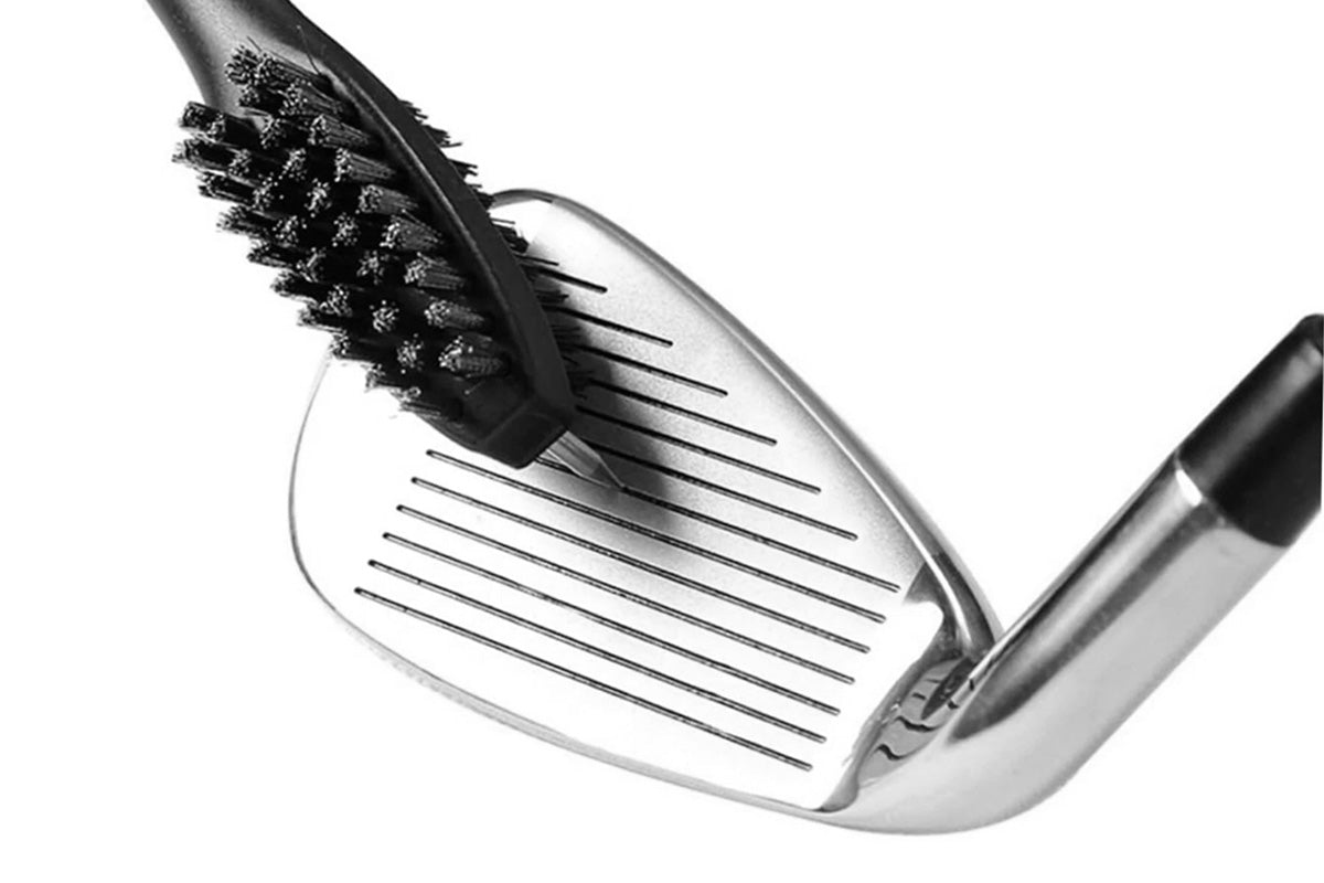 2Pcs Dual Sided Golf Club Groove Brush Tool with Retractable Carabiner -Grey