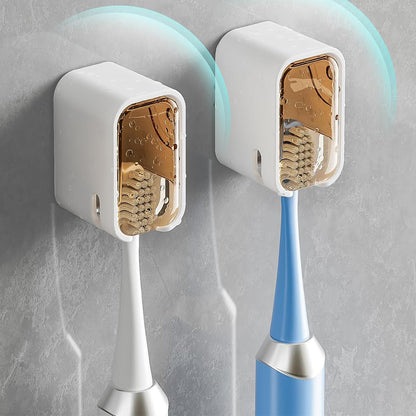 2PCS Wall-Mounted Toothbrush Holders with Cover Shower Tooth Brush Storage Coffee