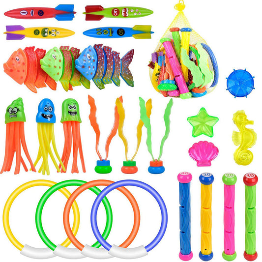 28Pcs Set Pool Diving Swimming Toys for Kids Summer Underwater Game Toys