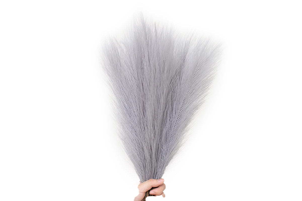 4pcs Faux Pampas Grass Boho Room Decor Flowers Bunches for Wedding Party-Gray
