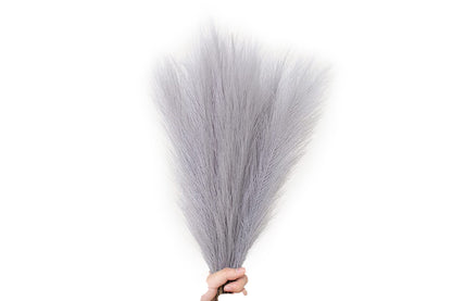 4pcs Faux Pampas Grass Boho Room Decor Flowers Bunches for Wedding Party-Gray