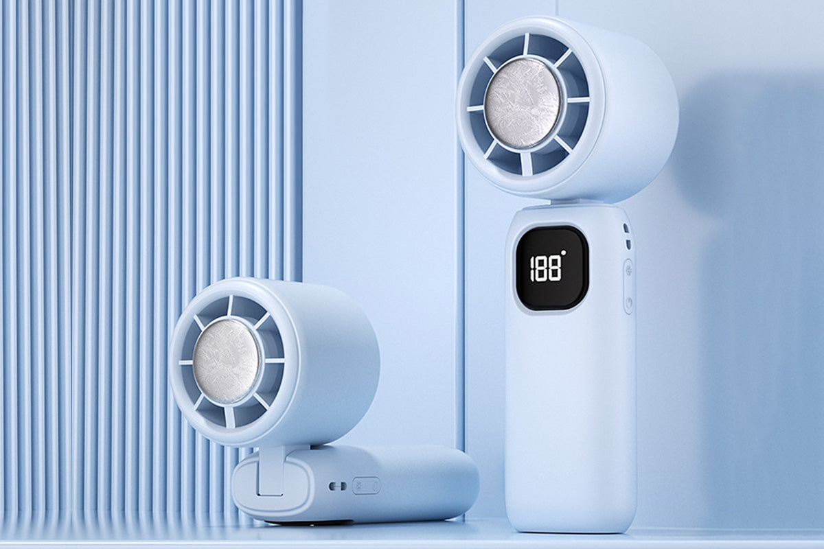100 Speeds Digital Display Cooling Fan - Blue