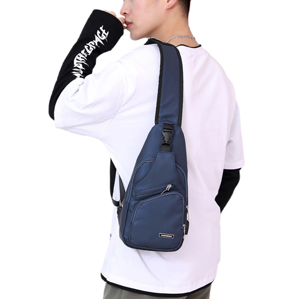 Men Chest Bag Shoulder Backpack Cross Body Satchel Travel Sling   Bag Blue
