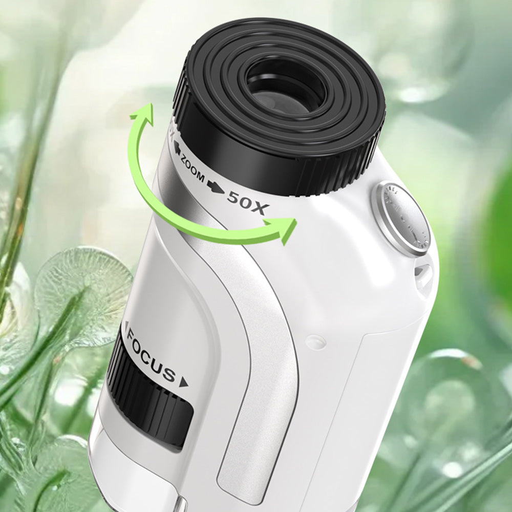 50X-300X Handheld Microscope with LED Lights Portable Pocket Zoom Silver