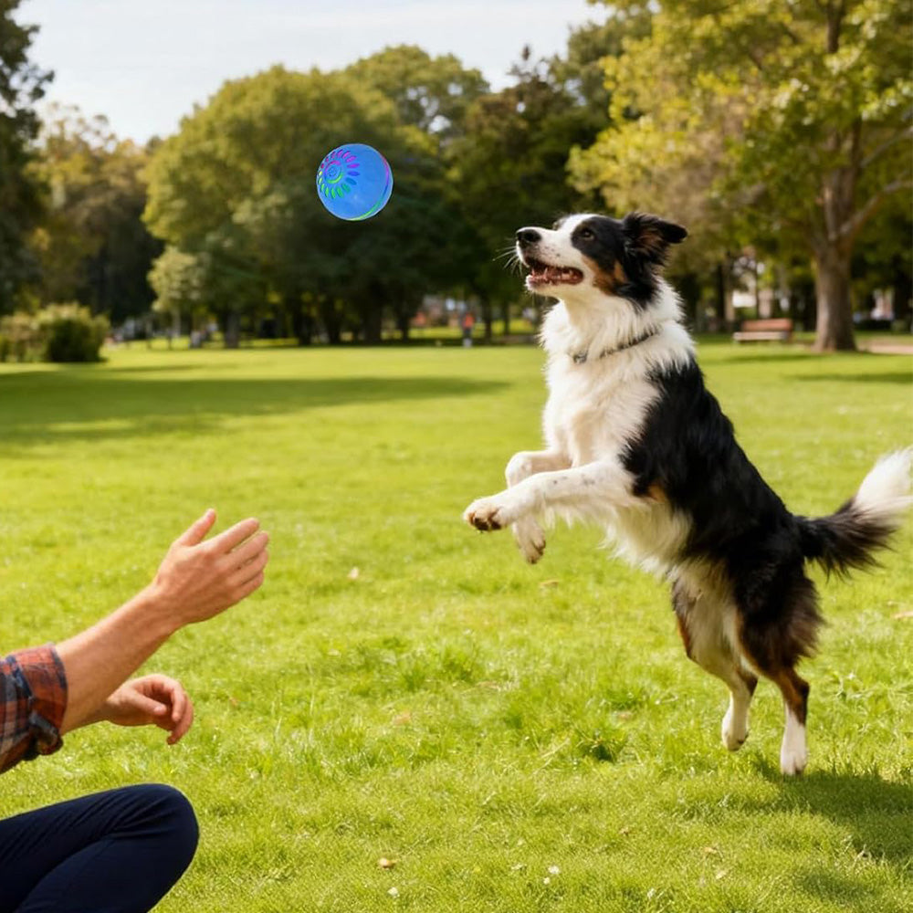 Interactive Dog Ball Toy Smart Moving Bouncing Dog Ball with LED Lights for Dogs Puppies-Blue