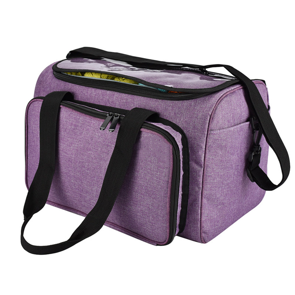 Knitting Storage Bag Wool Tote Crichet Hook Needles Accessories Organizer-Purple
