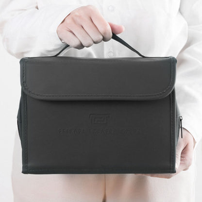 PU Leather Multifunctional Toiletry Bag Hanging Travel Organizer Makeup Cosmetic Case Black