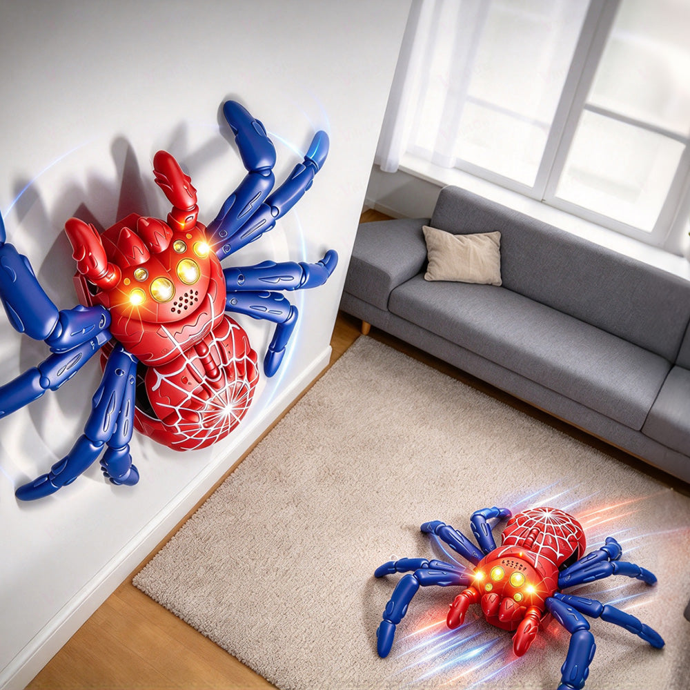 360 Degree Rotating Remote Control Wall Climbing Spider Toy - Red