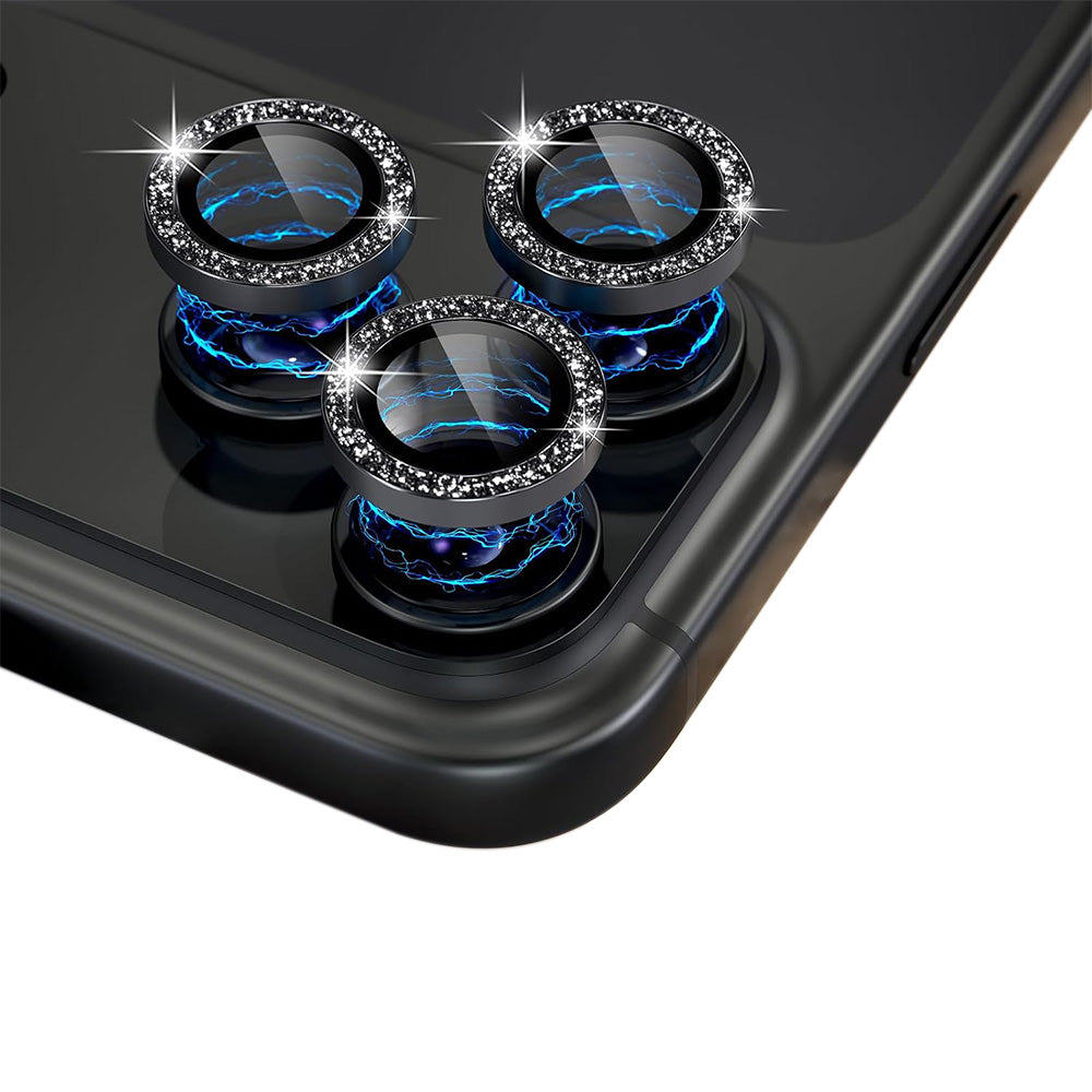 Glitter Camera Lens Protector for iPhone 18 Pro Alumina Glass Lens Cover Black