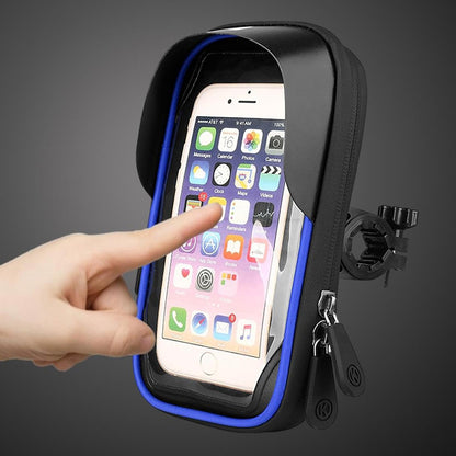 Waterproof Bike Phone Holder Fully Enclosed Touch Sensitive Bike Handlebar Phone Mount-Blue