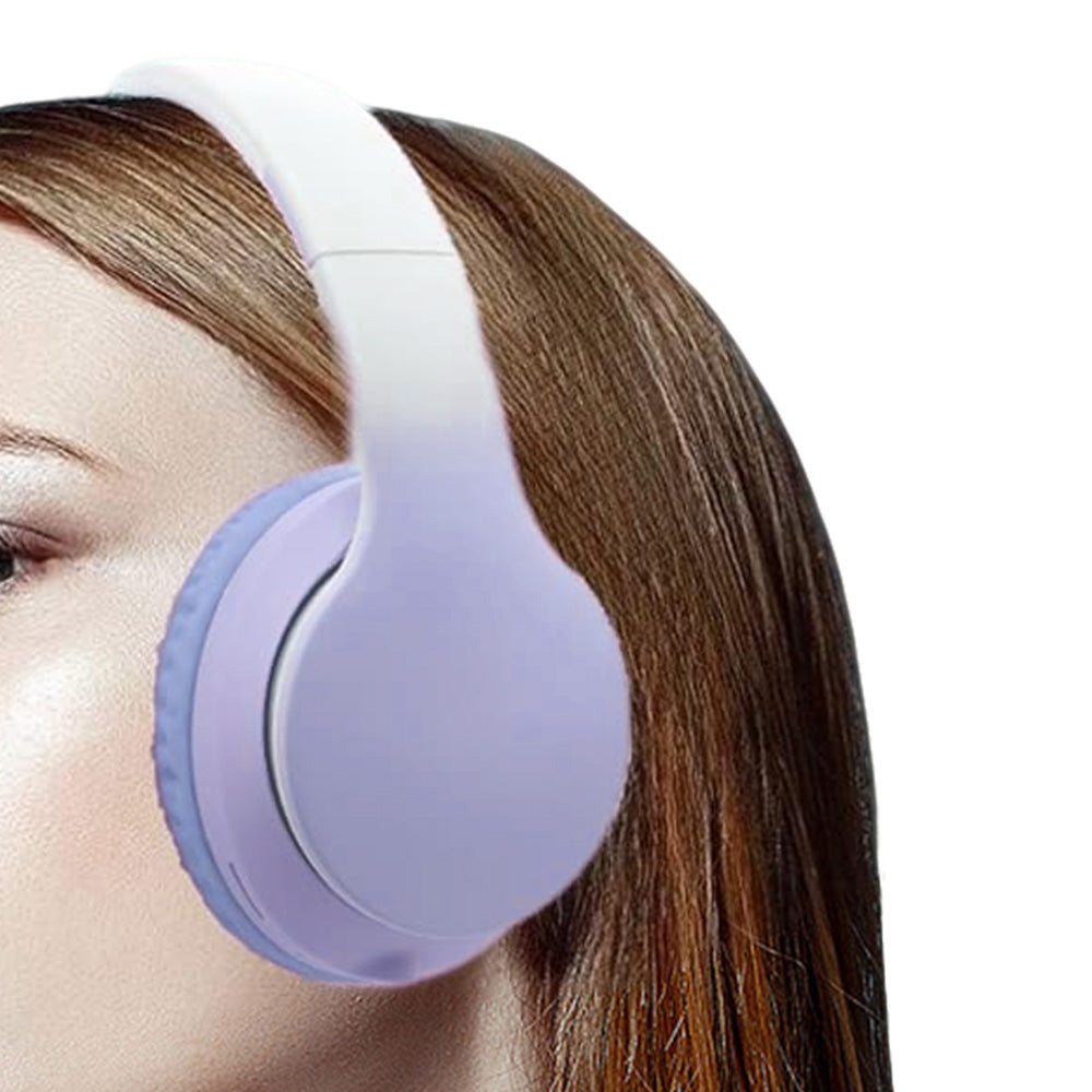 Foldable Kids Wireless Headphones Over Ear Bluetooth Headset with Mic Function Purple